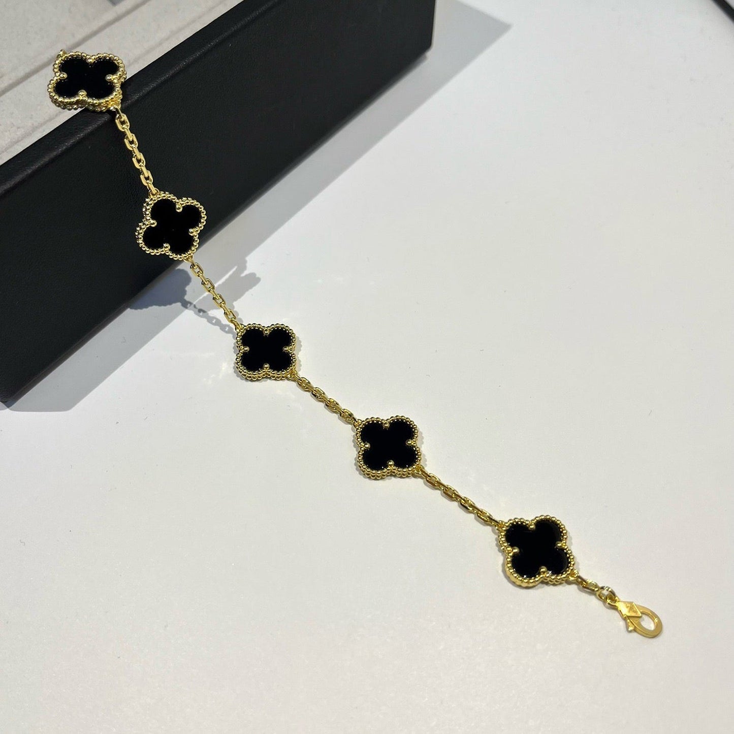 [Luna Brilliance]CLOVER  5 MOTIFS BLACK ONYX BRACELET