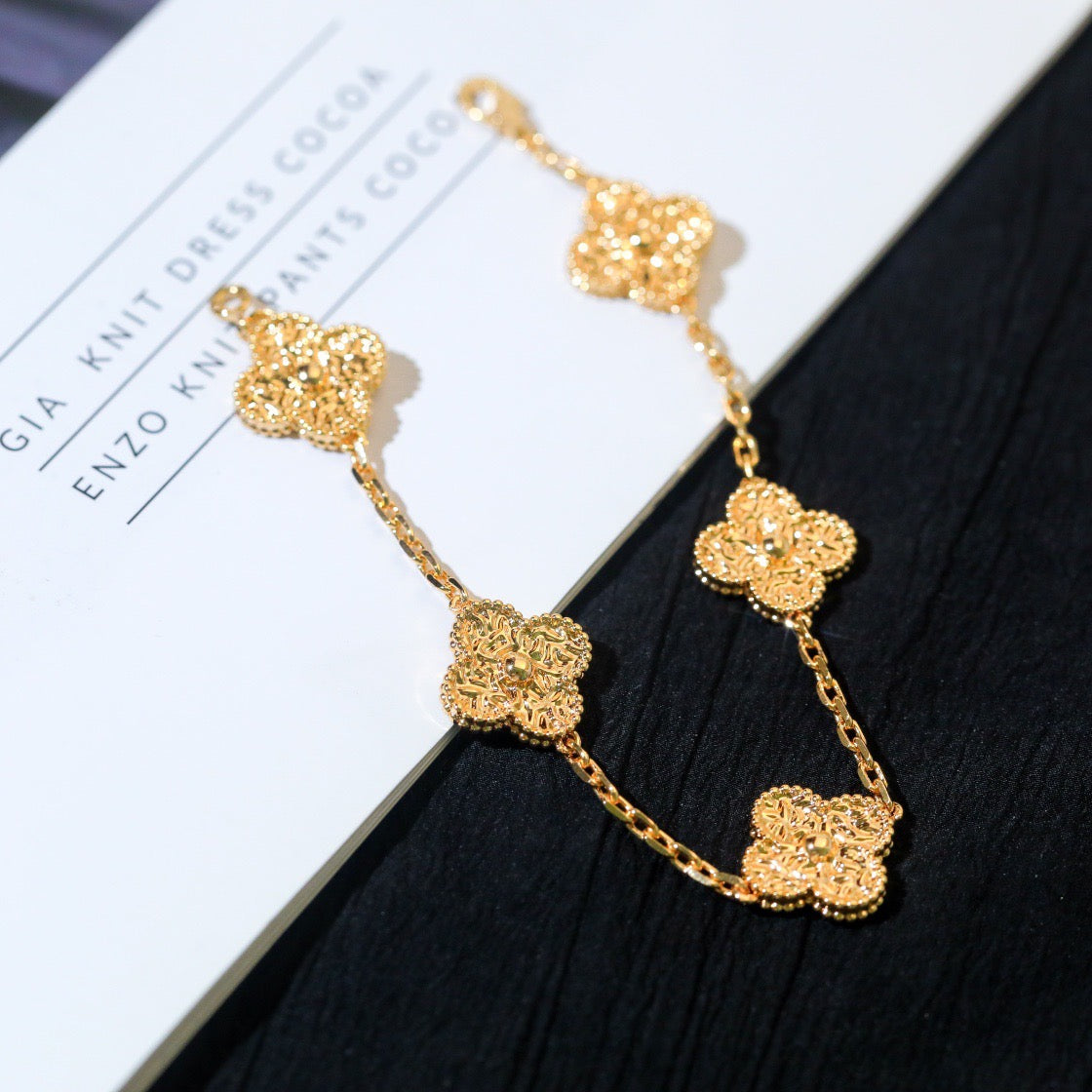 [Luna Brilliance]CLOVER 5 MOTIFS BRONZING BRACELET