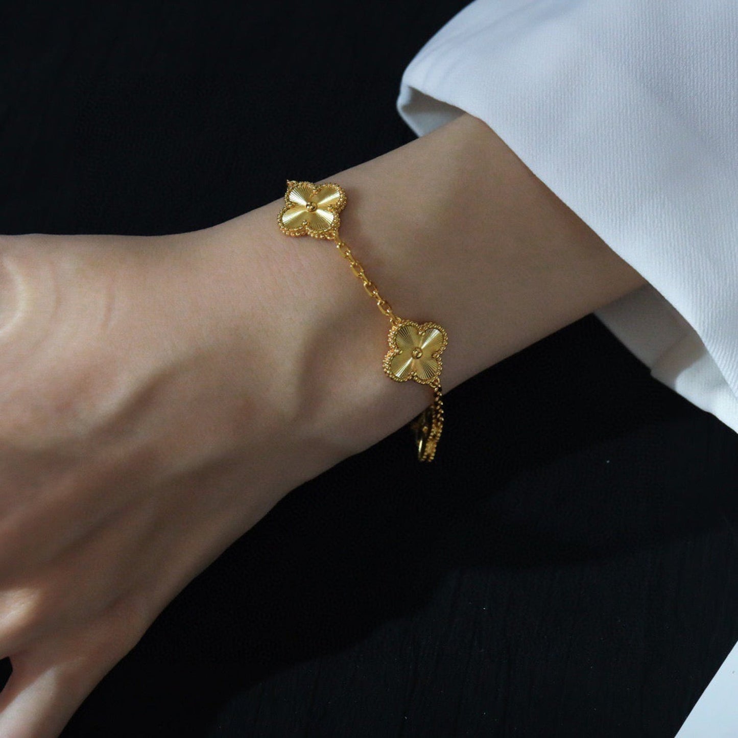 [Luna Brilliance]CLOVER 5 FLOWERS LASER BRACELET