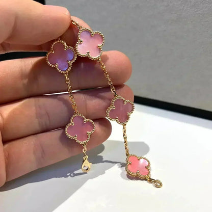 [Luna Brilliance]CLOVER 5 PINK MOP BRACELET