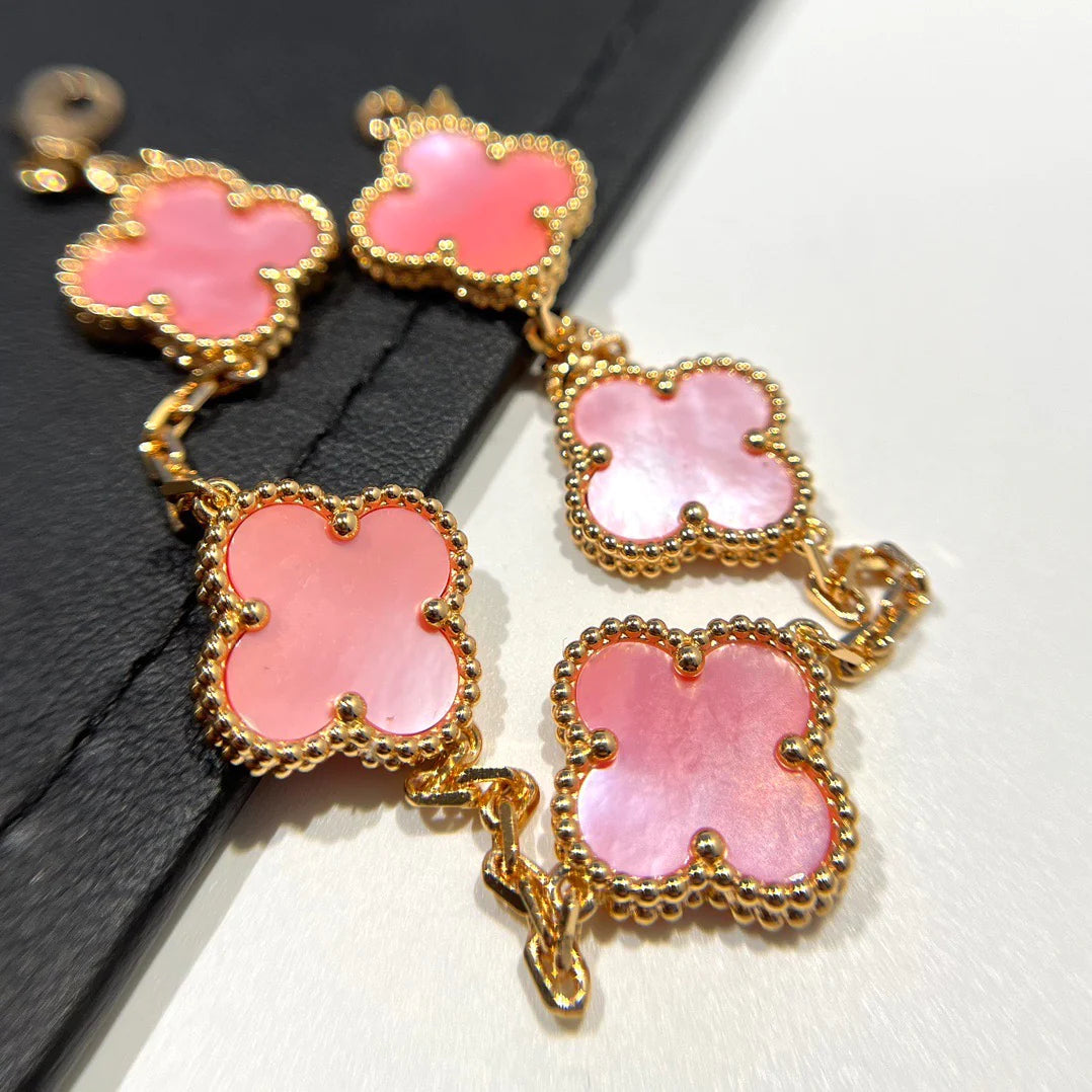 [Luna Brilliance]CLOVER 5 PINK MOP BRACELET