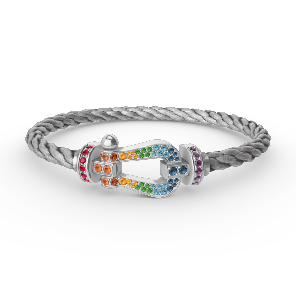 [Luna Brilliance]FORC LARGE HORSESHOE  COLORED DIAMOND BRACELET SILVER
