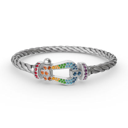 [Luna Brilliance]FORC LARGE HORSESHOE  COLORED DIAMOND BRACELET SILVER