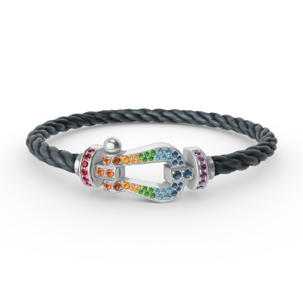 [Luna Brilliance]FORC LARGE HORSESHOE  COLORED DIAMOND BRACELET SILVER