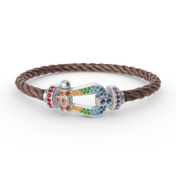 [Luna Brilliance]FORC LARGE HORSESHOE  COLORED DIAMOND BRACELET SILVER