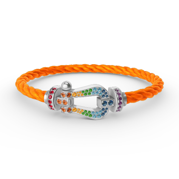 [Luna Brilliance]FORC LARGE HORSESHOE  COLORED DIAMOND BRACELET SILVER