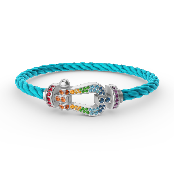 [Luna Brilliance]FORC LARGE HORSESHOE  COLORED DIAMOND BRACELET SILVER