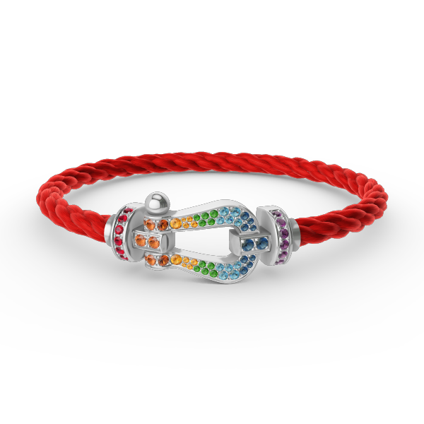 [Luna Brilliance]FORC LARGE HORSESHOE  COLORED DIAMOND BRACELET SILVER