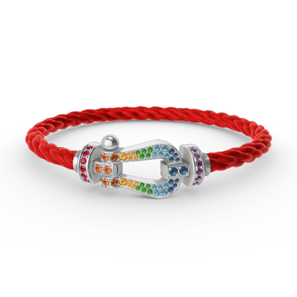 [Luna Brilliance]FORC LARGE HORSESHOE  COLORED DIAMOND BRACELET SILVER