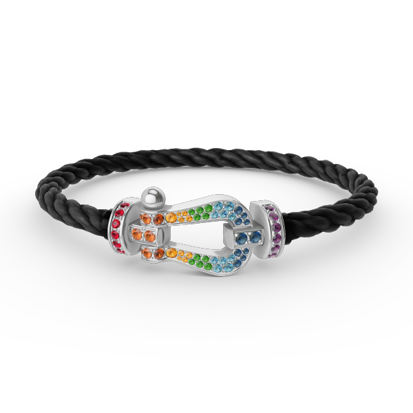 [Luna Brilliance]FORC LARGE HORSESHOE  COLORED DIAMOND BRACELET SILVER