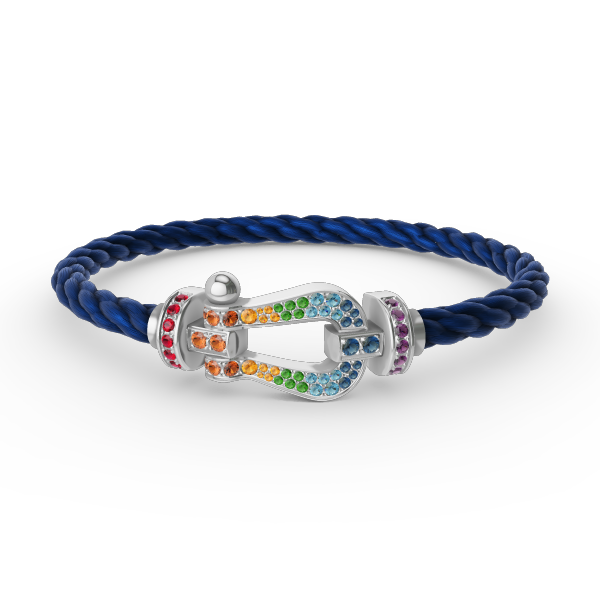 [Luna Brilliance]FORC LARGE HORSESHOE  COLORED DIAMOND BRACELET SILVER