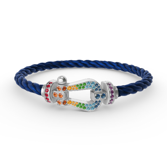 [Luna Brilliance]FORC LARGE HORSESHOE  COLORED DIAMOND BRACELET SILVER