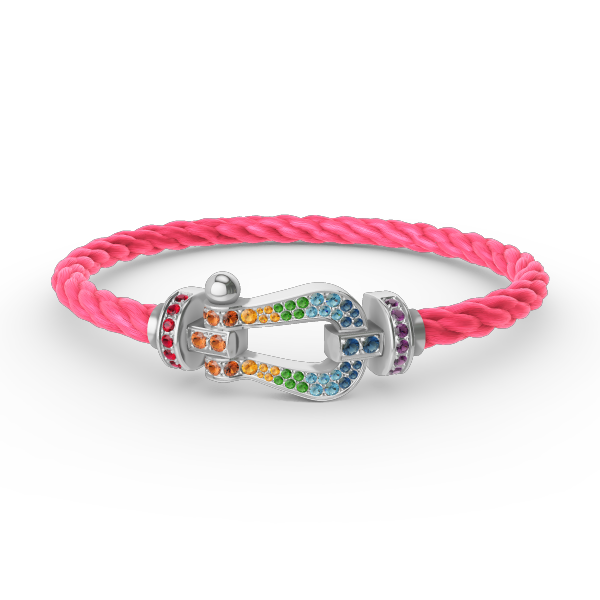 [Luna Brilliance]FORC LARGE HORSESHOE  COLORED DIAMOND BRACELET SILVER