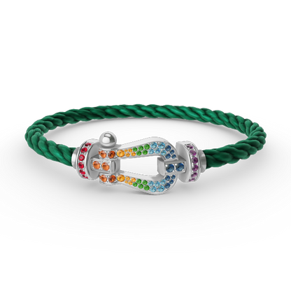 [Luna Brilliance]FORC LARGE HORSESHOE  COLORED DIAMOND BRACELET SILVER