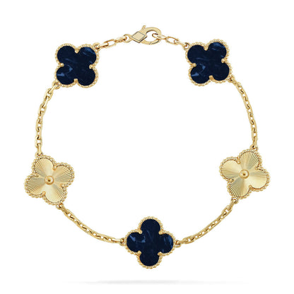 [Luna Brilliance]THICK GOLD-PLATED CUSTOM SIZE EDITION CLOVER LASER GOLD BRACELET COLLECTION,5 MOTIFS
