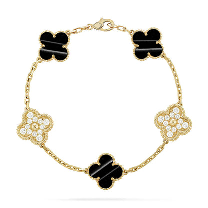 [Luna Brilliance]TIFSTHICK GOLD-PLATED CUSTOM SIZE EDITION CLOVER DIAMOND GOLD BRACELET COLLECTION,5 MO
