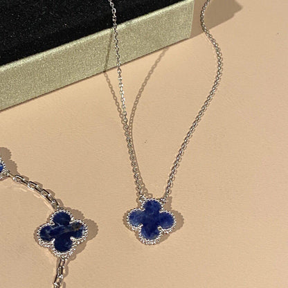 [Luna Brilliance]CLOVER 15MM PIETERSITE NECKLACE SILVER