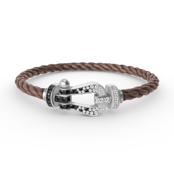 [Luna Brilliance]FORCE LARGE HORSESHOE BLACK WHITE DIAMOND BRACELET SILVER