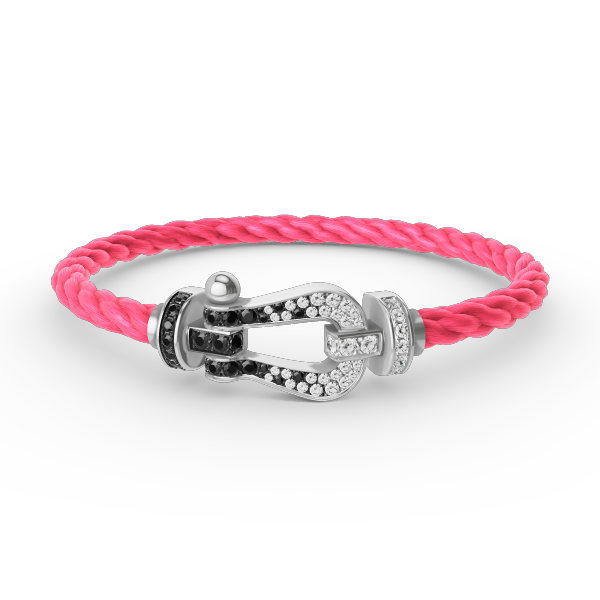 [Luna Brilliance]FORCE LARGE HORSESHOE BLACK WHITE DIAMOND BRACELET SILVER