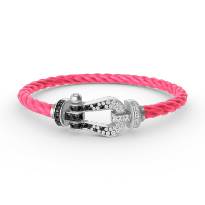 [Luna Brilliance]FORCE LARGE HORSESHOE BLACK WHITE DIAMOND BRACELET SILVER