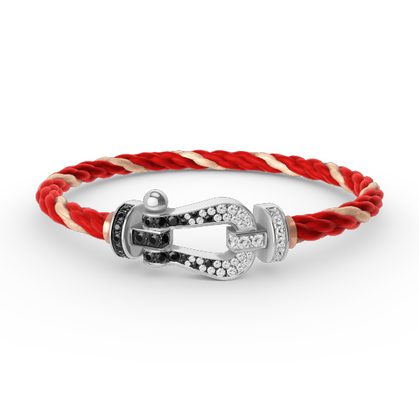 [Luna Brilliance]FORCE LARGE HORSESHOE BLACK WHITE DIAMOND BRACELET SILVER