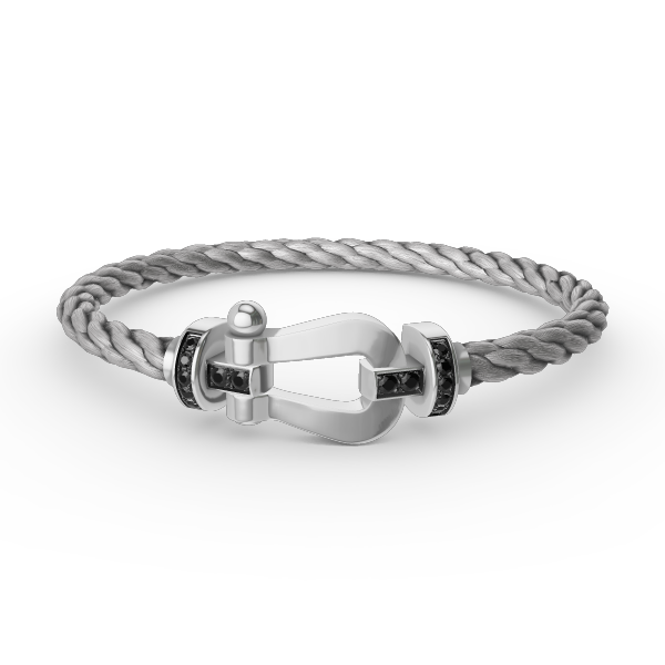 [Luna Brilliance]FORCE LARGE HORSESHOE BLACK DIAMOND BRACELET SILVER