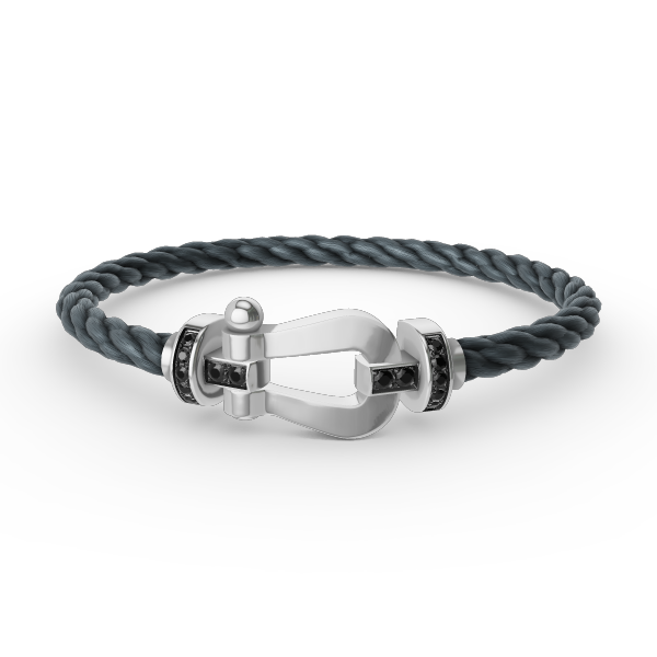 [Luna Brilliance]FORCE LARGE HORSESHOE BLACK DIAMOND BRACELET SILVER