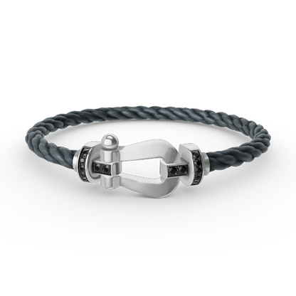 [Luna Brilliance]FORCE LARGE HORSESHOE BLACK DIAMOND BRACELET SILVER