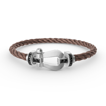 [Luna Brilliance]FORCE LARGE HORSESHOE BLACK DIAMOND BRACELET SILVER