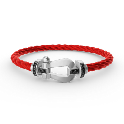 [Luna Brilliance]FORCE LARGE HORSESHOE BLACK DIAMOND BRACELET SILVER