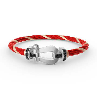 [Luna Brilliance]FORCE LARGE HORSESHOE BLACK DIAMOND BRACELET SILVER