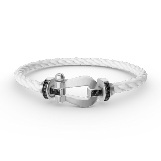[Luna Brilliance]FORCE LARGE HORSESHOE BLACK DIAMOND BRACELET SILVER