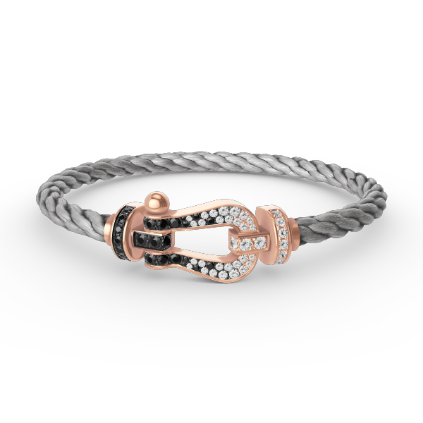 [Luna Brilliance]FORCE LARGE HORSESHOE BLACK WHITE DIAMOND BRACELET ROSE GOLD