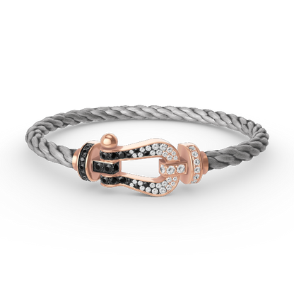 [Luna Brilliance]FORCE LARGE HORSESHOE BLACK WHITE DIAMOND BRACELET ROSE GOLD