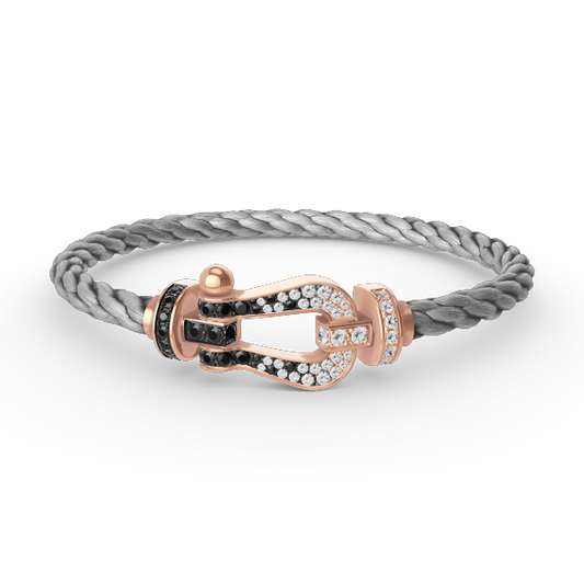 [Luna Brilliance]FORCE LARGE HORSESHOE BLACK WHITE DIAMOND BRACELET ROSE GOLD