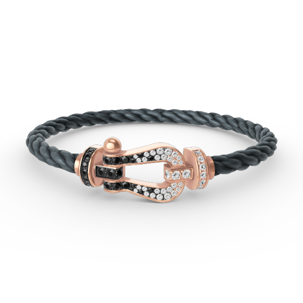[Luna Brilliance]FORCE LARGE HORSESHOE BLACK WHITE DIAMOND BRACELET ROSE GOLD