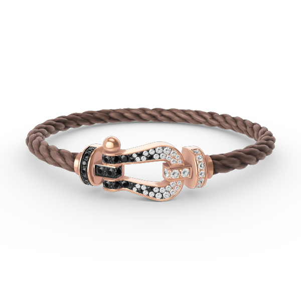 [Luna Brilliance]FORCE LARGE HORSESHOE BLACK WHITE DIAMOND BRACELET ROSE GOLD