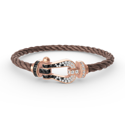[Luna Brilliance]FORCE LARGE HORSESHOE BLACK WHITE DIAMOND BRACELET ROSE GOLD