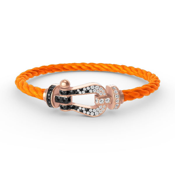 [Luna Brilliance]FORCE LARGE HORSESHOE BLACK WHITE DIAMOND BRACELET ROSE GOLD