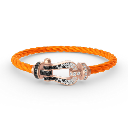 [Luna Brilliance]FORCE LARGE HORSESHOE BLACK WHITE DIAMOND BRACELET ROSE GOLD