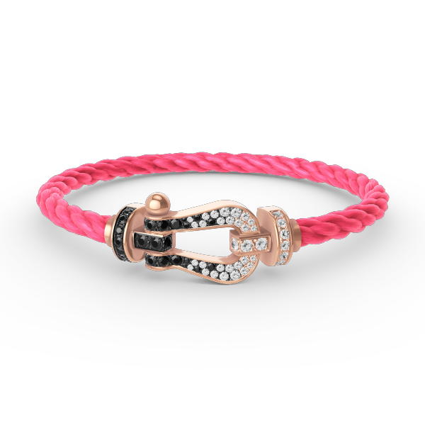 [Luna Brilliance]FORCE LARGE HORSESHOE BLACK WHITE DIAMOND BRACELET ROSE GOLD