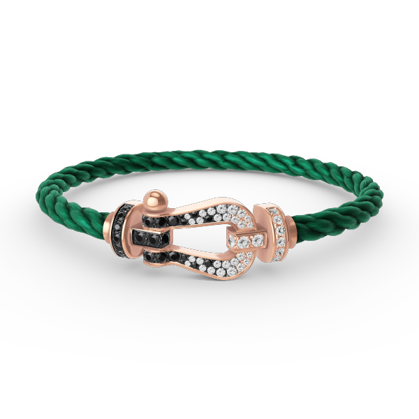 [Luna Brilliance]FORCE LARGE HORSESHOE BLACK WHITE DIAMOND BRACELET ROSE GOLD