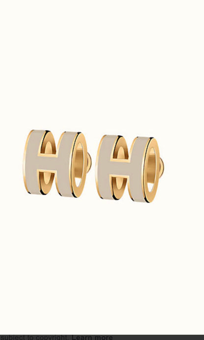 [Luna Brilliance]MINI POP H GOLD EARRINGS GREY