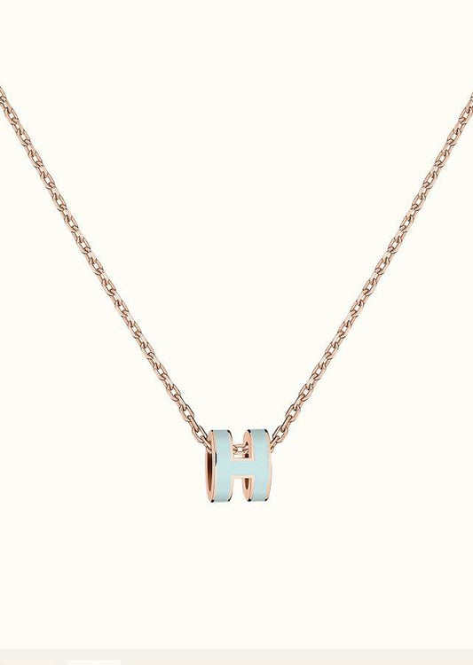 [Luna Brilliance]POP H LIGHT BLUE NECKLACE