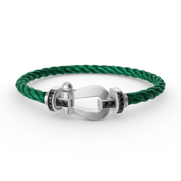 [Luna Brilliance]FORCE LARGE HORSESHOE BLACK DIAMOND BRACELET SILVER