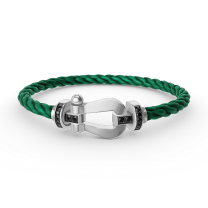 [Luna Brilliance]FORCE LARGE HORSESHOE BLACK DIAMOND BRACELET SILVER