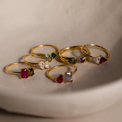 Open Toi et Moi Birthstone Ring