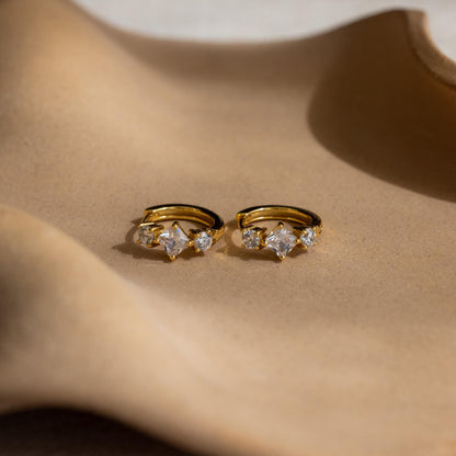 Princess Cut Birthstone Huggies