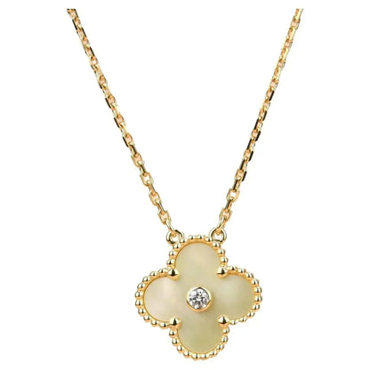 [Luna Brilliance]CLOVER 15MM DIAMOND GOLD MOTHER OF PEARL NECKLACE