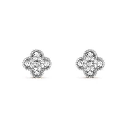 [Luna Brilliance]CLOVER 1 MOTIFS DIAMOND STUD EARRINGS SILVER